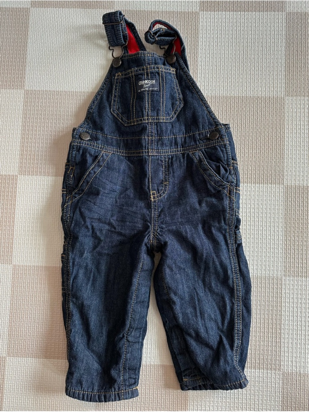 OshKosh B'gosh Dark Blue Denim Overalls for Boys (Fleece-Lined, 12 Months)